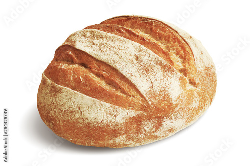 Loaf of Rye Bread. Freshly Baked Bread Isolated on White, Full Depth of Field