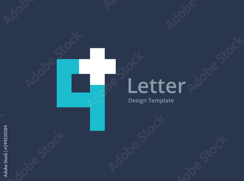 Fototapeta Naklejka Na Ścianę i Meble -  Letter Q or number 9 cross plus medical logo icon design template elements