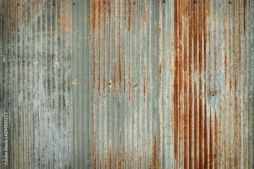 Old zinc wall texture background, rusty on galvanized metal panel sheeting. photo