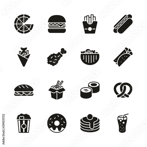 Fast Food Icons Black & White Set