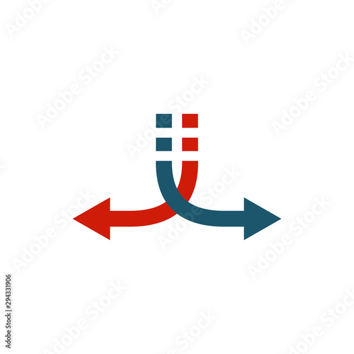 Decision Arrows in opposite direction. Stock vector illustration isolated on white background.