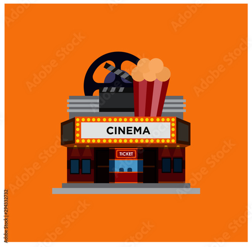 Cinema building, Movie, Theater, concept illustration vector, icon..