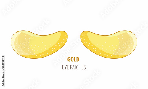 Hydrogel golden cosmetic eye patch jar. Cosmetic product for skin. Patches under the eyes. ollagen mask. Korean cosmetics. Facial skin care. Beauty product for eye care