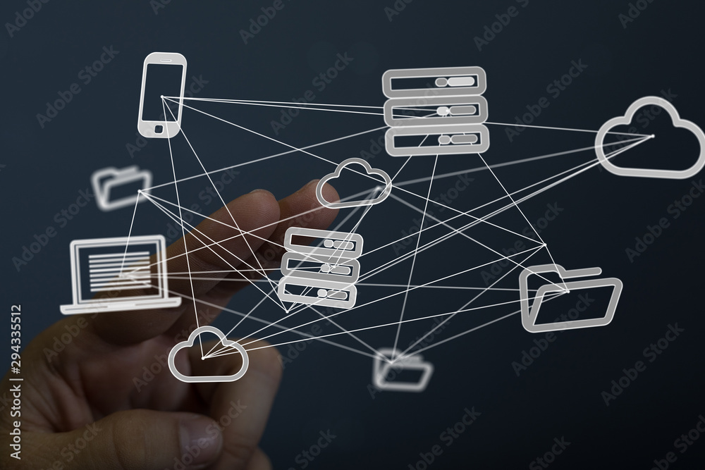 Network concept with connecting dots and lines Network concept with connecting dots and lines