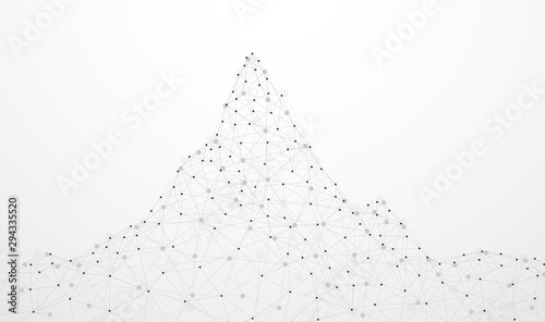 Abstract plexus technology futuristic network. high mountain shape design on gray background. Vector illustration
