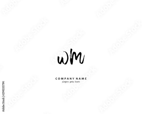 WM Initial handwriting logo vector