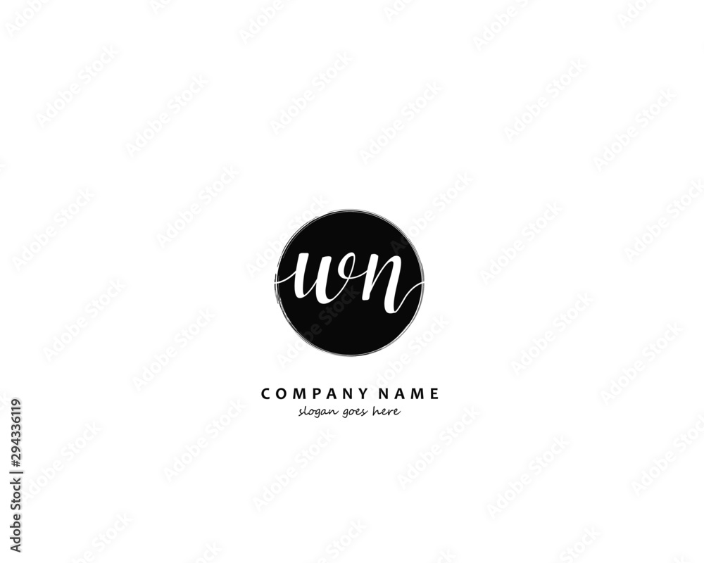 WN Initial handwriting logo vector WN Initial handwriting logo vector