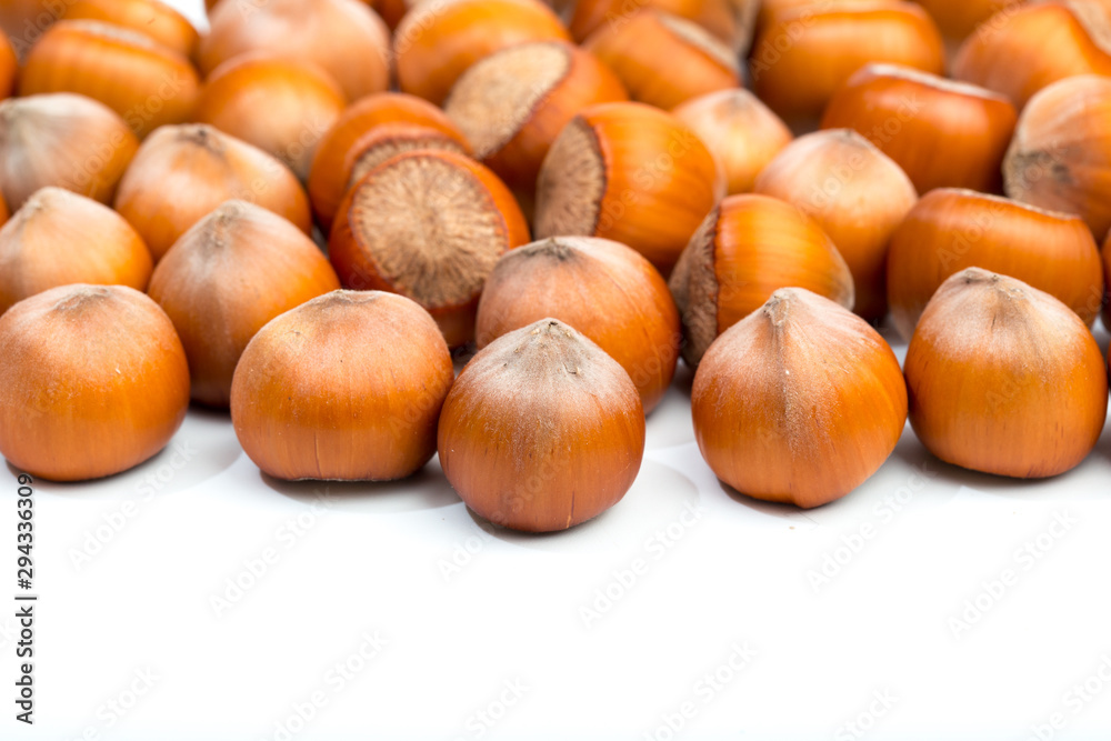 Hazelnuts isolated on white background - Image Hazelnuts isolated on white background - Image