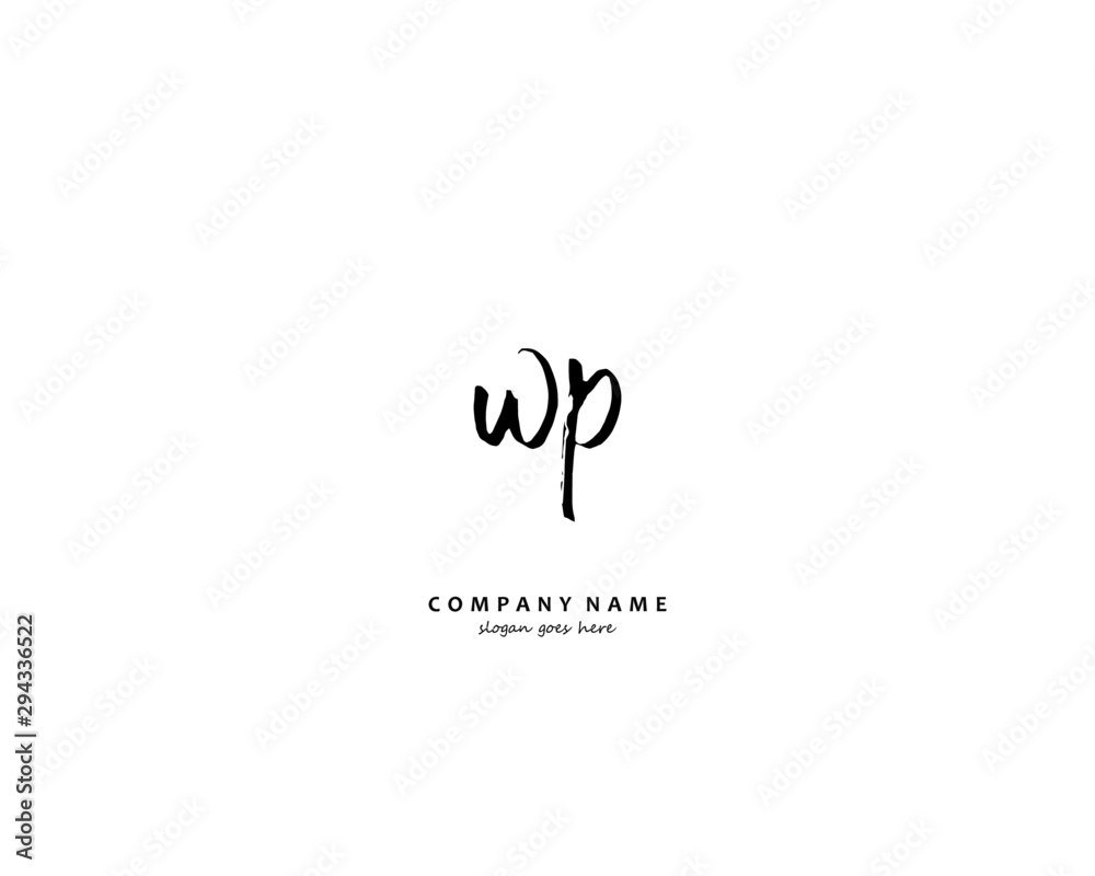 WP Initial handwriting logo vector WP Initial handwriting logo vector