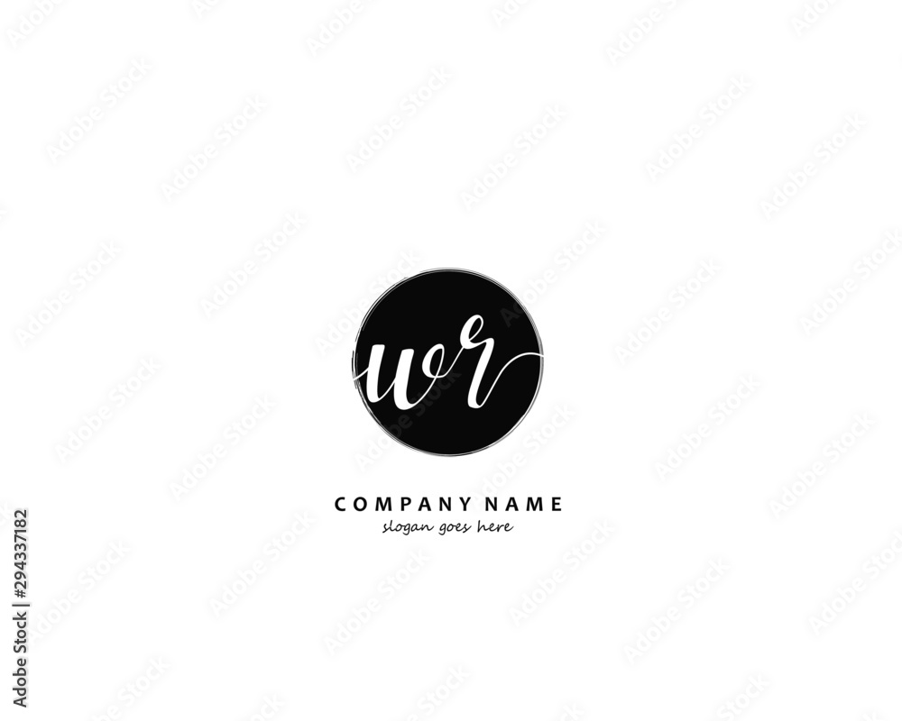 WR Initial handwriting logo vector