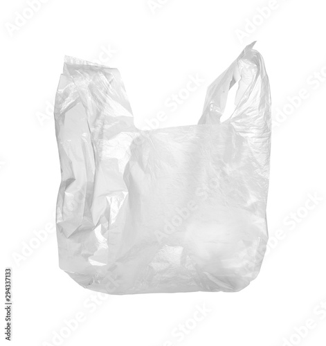 transparent plastic bag isolated on white