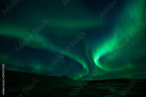 Northern lights at the Geysir Srokkur Iceland © inspi