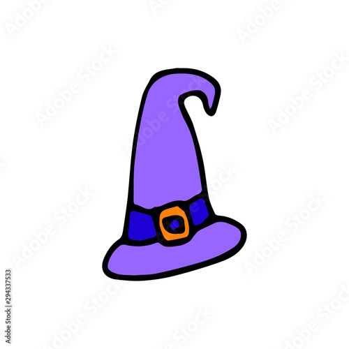 Purple witch hat vector drawing illustration