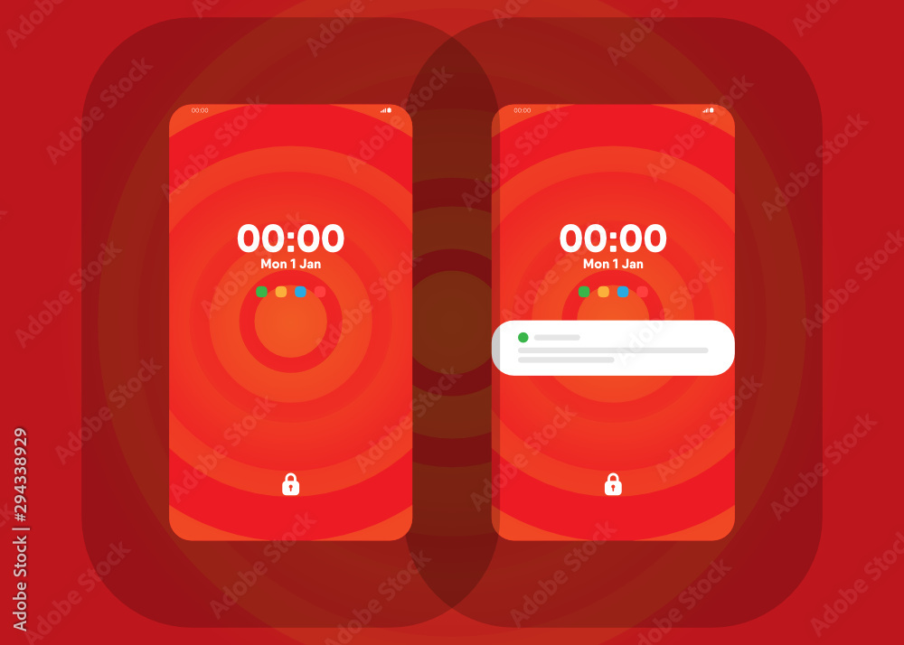 Notification Alerts on Smartphone Home Screen Phone User Interface User Experience UI Template Vector Illustration Notification Alerts on Smartphone Home Screen Phone User Interface User Experience UI Template Vector Illustration