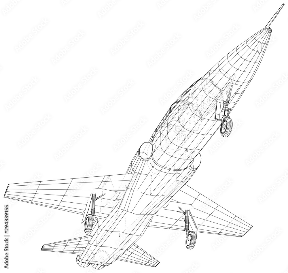 Airplane jet on white background. Vector rendering of 3d. Wire-frame style. Airplane jet on white background. Vector rendering of 3d. Wire-frame style.