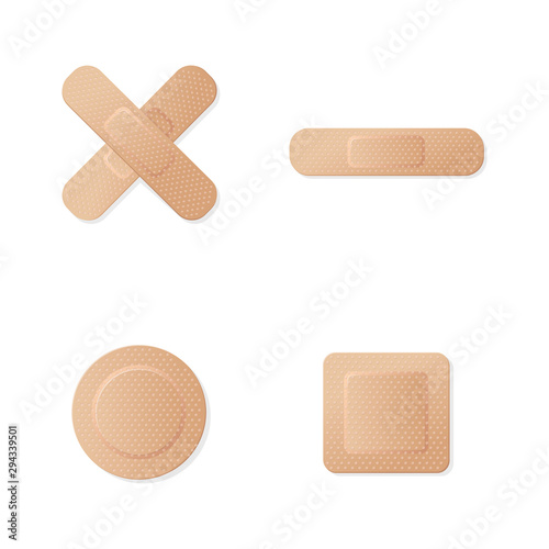 Medical adhesive bandage plasters set icon.