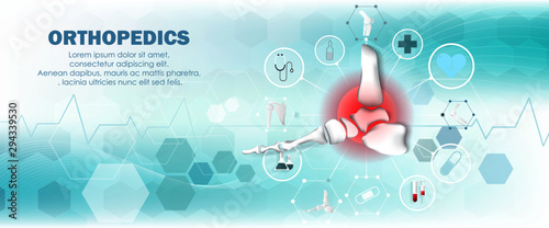 Molecular structure knee injury pain background. Abstract traumatology and orthopedics with the molecule Hexagon, science, and technology, the hospital for body joints, anatomy. Vector illustration