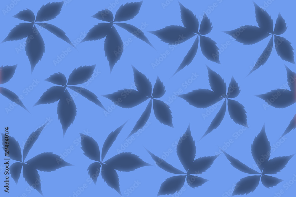 wild grape leaf shadow pattern isolated on blue background wild grape leaf shadow pattern isolated on blue background