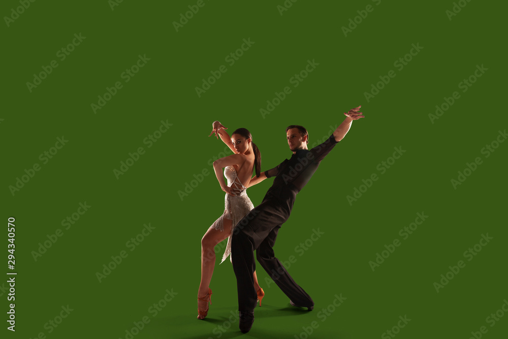 Ballroom dancing isolated on green screen.