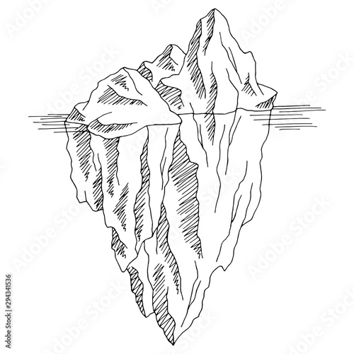 Iceberg graphic black white isolated sketch illustration vector