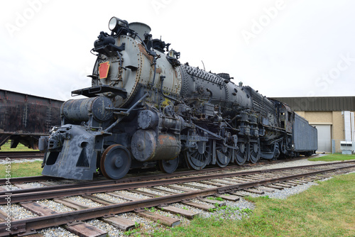 Rusting American steam locomotives in Pennsylvania, USA photo