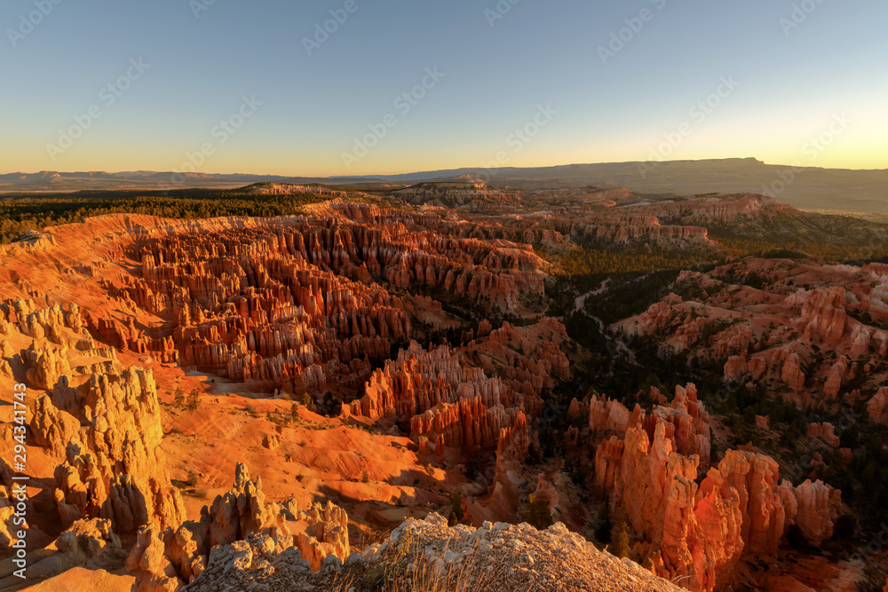 Wide angle view of Bryce Canyon National Park at Sunrise, Colorado, USA