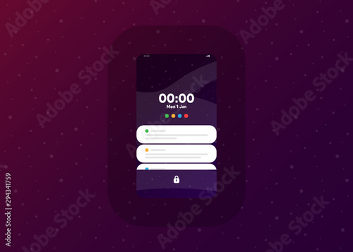 Notification Alerts on Smartphone Home Screen Phone User Interface User Experience UI Template Vector Illustration