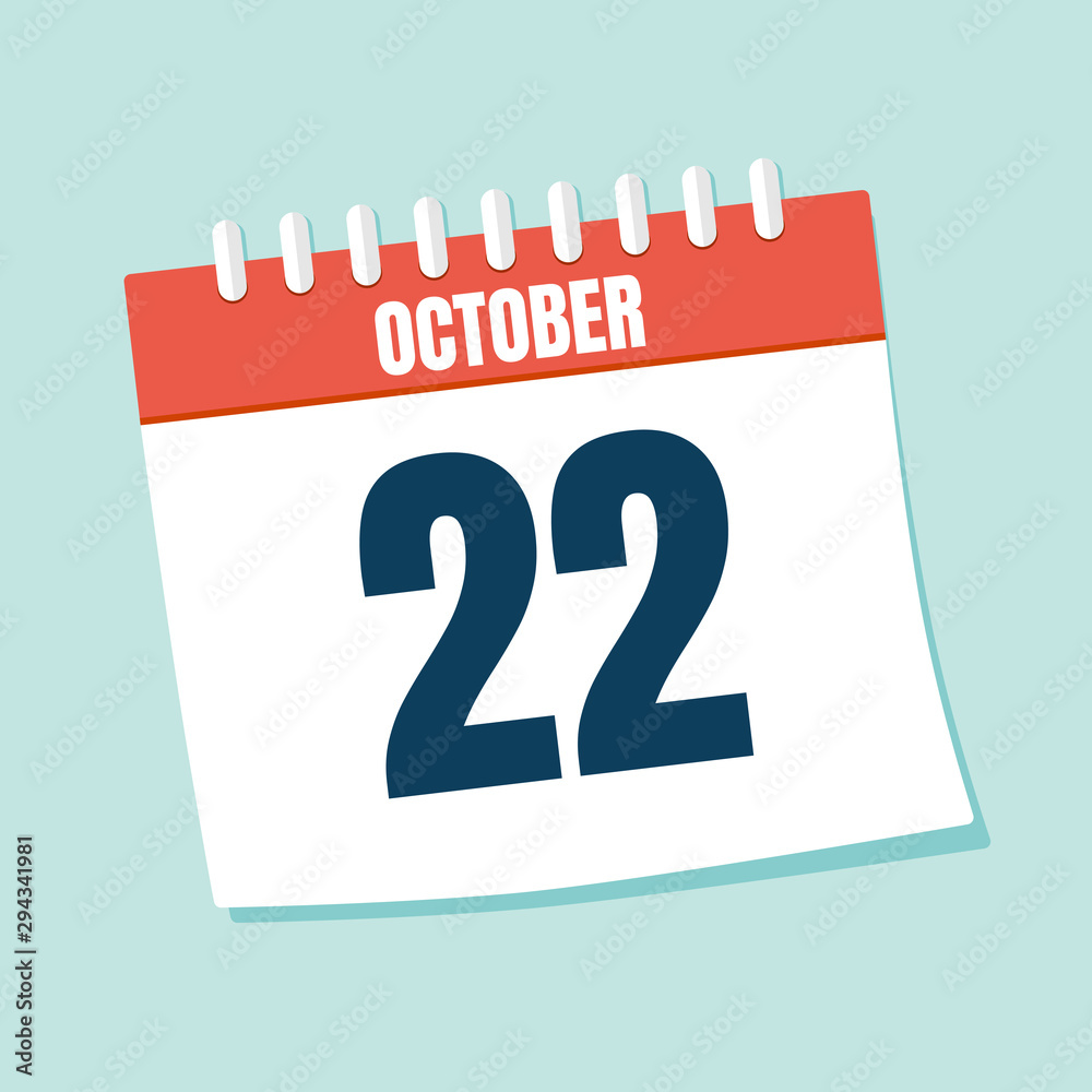 Calendar icon. Calendar Date - October 22. Planning. Time management. Calendar icon. Calendar Date - October 22. Planning. Time management.