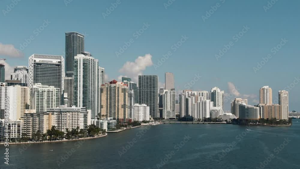 Beautiful Aerial view of downtown Miami skyline on the water drone 4K Beautiful Aerial view of downtown Miami skyline on the water drone 4K