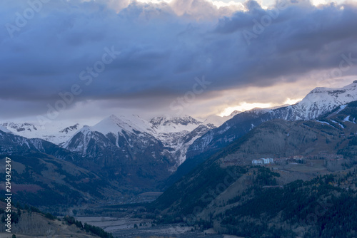 Sunrise with storm cloud with the view of Telluride Valley, Colorado