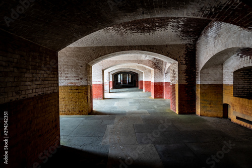 Corridors of Fort Point in San Francisco  California  USA.