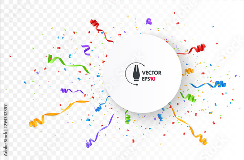 Confetti background vector isolated. Colorful bright confetti pieces. Holiday festive background