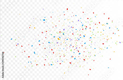 Confetti background vector isolated. Colorful bright confetti pieces. Holiday festive background
