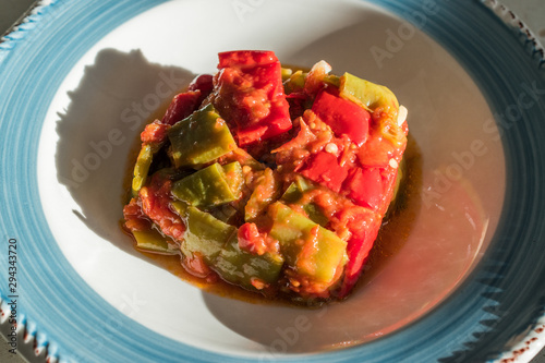 Turkish Green Pepper with Tomato Sauce / Biber Yaglamasi. photo