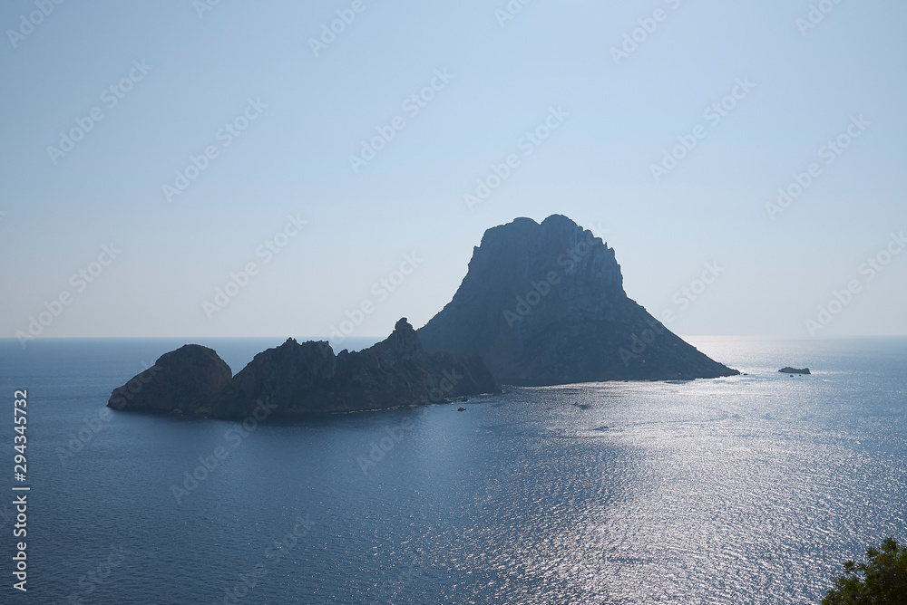 Ibiza, Spain - August 31, 2019 : View of Es vedra island