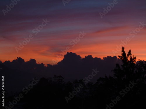 Orange color in the sunset