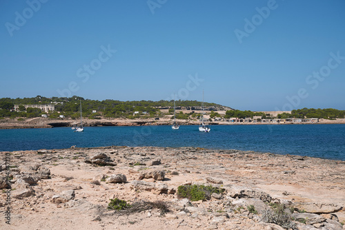 Ibiza, Spain - September 01, 2019 : View of Port d es torrent beach