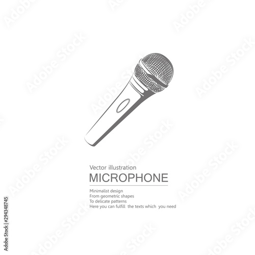 Vector drawn microphone. Isolated on white background.