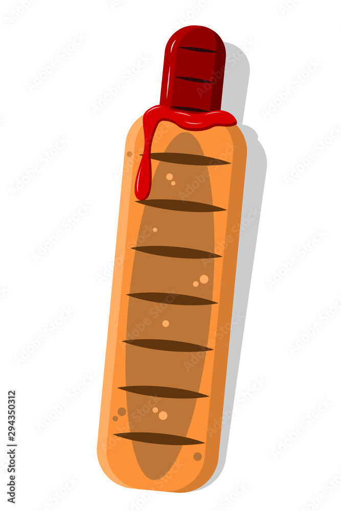 French hot dog flat icon. Vector illustration. French hot dog flat icon. Vector illustration.
