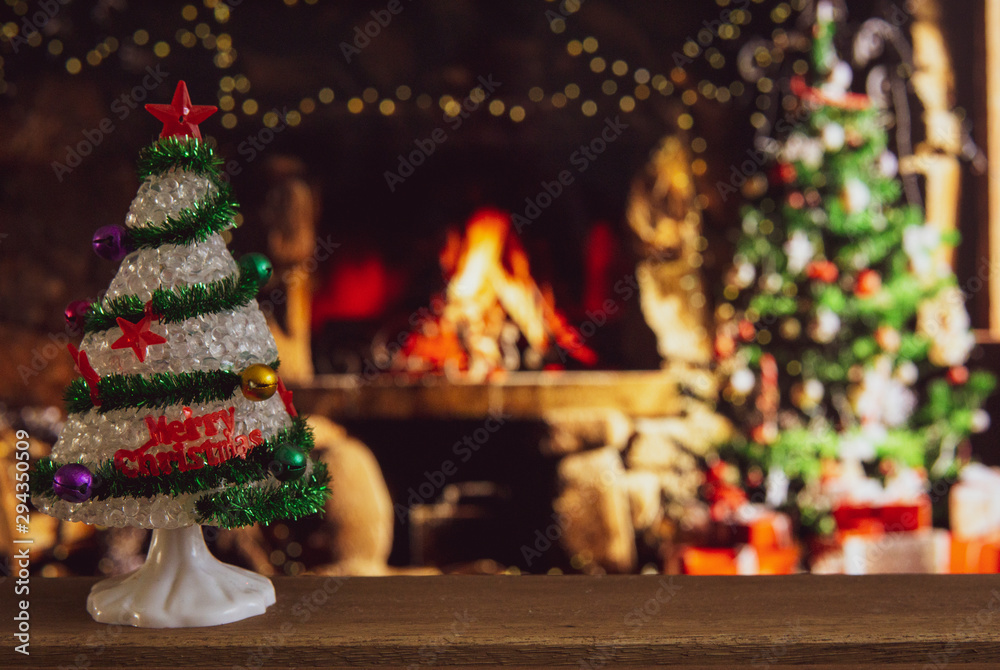 Christmas decorations with blurred background.