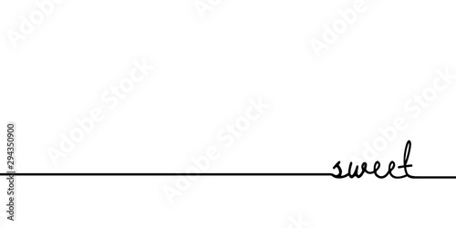 Sweet - continuous one black line with word. Minimalistic drawing of phrase illustration photo