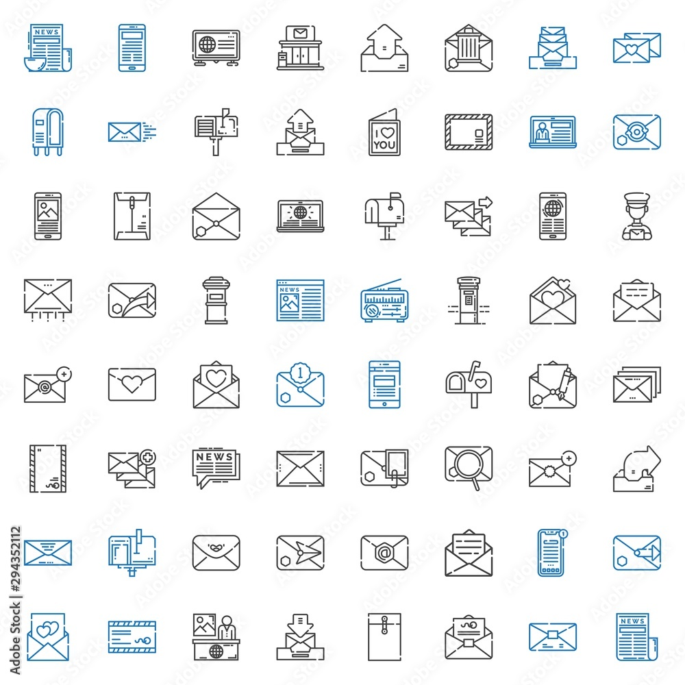correspondence icons set correspondence icons set
