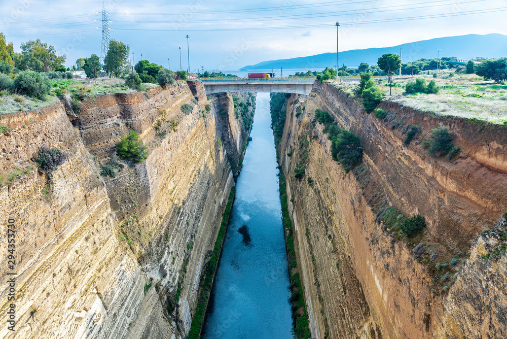 Corinth Canal in Isthmus of Corinth, Greece