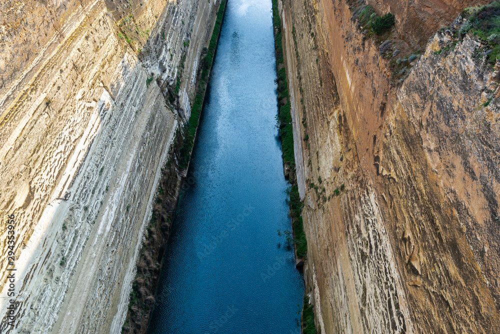 Corinth Canal in Isthmus of Corinth, Greece