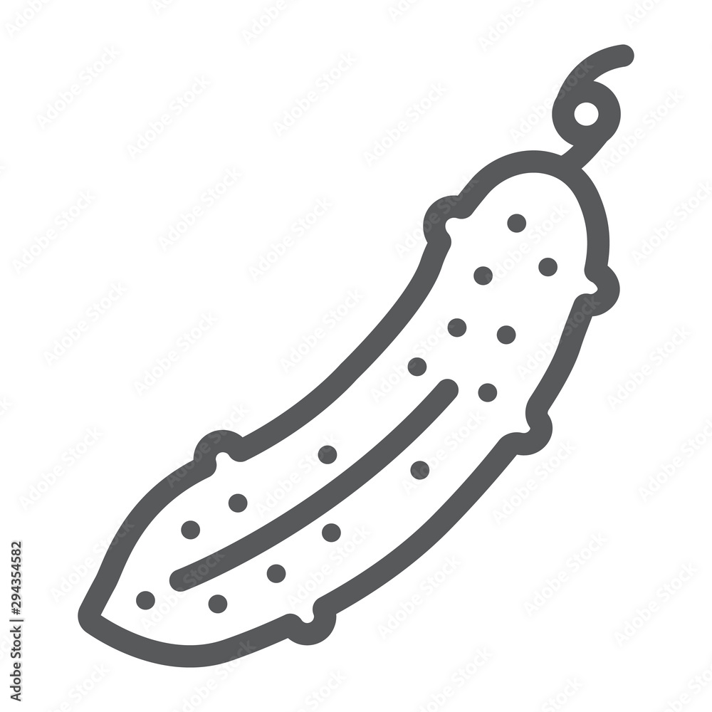 Cucumber line icon, fresh and vegetable, vitamin sign, vector graphics, a linear pattern on a white backgrond. Cucumber line icon, fresh and vegetable, vitamin sign, vector graphics, a linear pattern on a white backgrond.