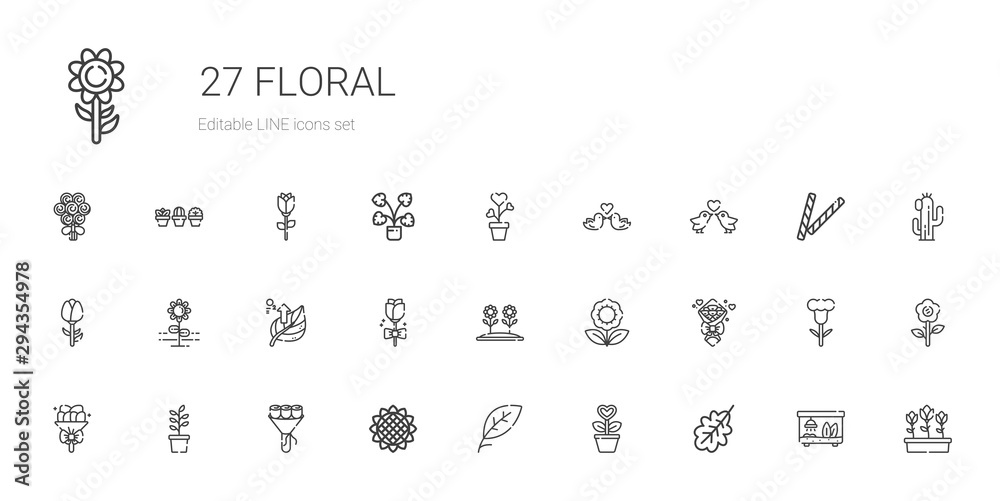 Fototapeta floral icons set