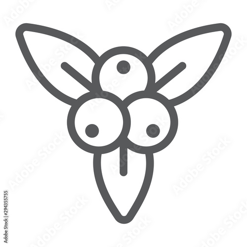 Juniper berry line icon, branch and growth, plant sign, vector graphics, a linear pattern on a white backgrond.