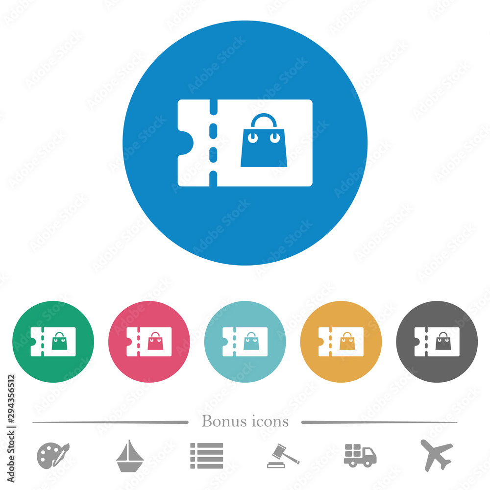Bag discount coupon flat round icons Bag discount coupon flat round icons