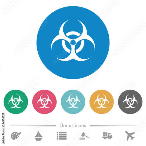 Biohazard sign flat round icons photo