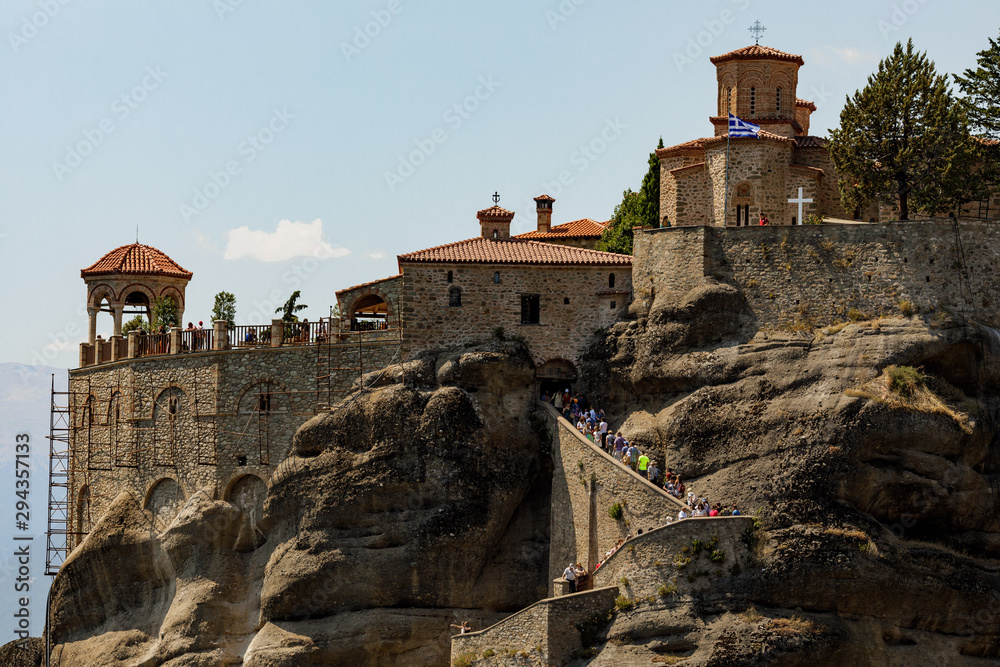 The Monastery of Great Meteoron. Landscape with monasteries and rock formations in Meteora, Greece.